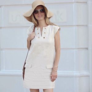 j.crew beige linen gold grommet dress